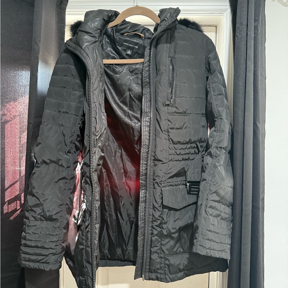 Jones New York Women’s Black Winter Coat With Hood